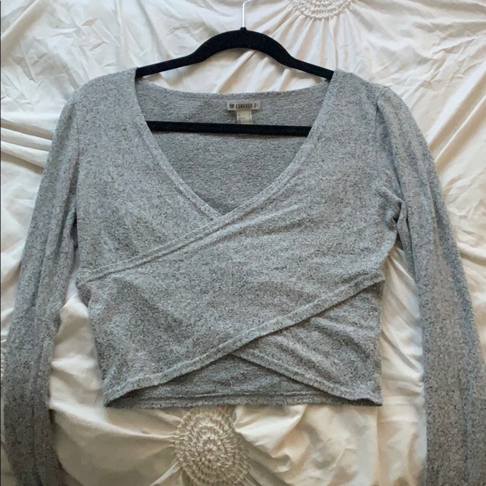 Grey Forever21 Cropped Longsleeve